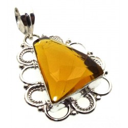 Citrine Indian Silver Pendant 06